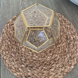 Gold Glass Octagon Terrarium Decor Decorative Home Object